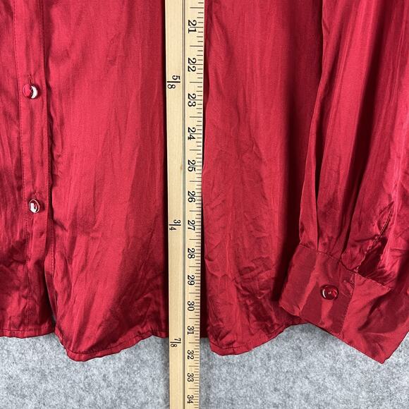 Eileen Fisher Silk Top Womens 3X Red Blouse Button Front Stretch Career Office - Picture 8 of 13
